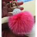 Rhinestone Ball Rabbit Fur Ball Keychain Pom Ball Pendant